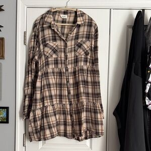 Stylish Plaid Long Sleeve Dress